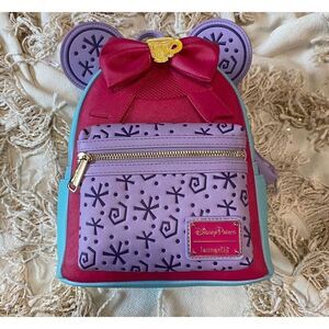 Loungefly Minnie Mouse Main Attraction Mad Hatter Mini Backpack Disney NEW